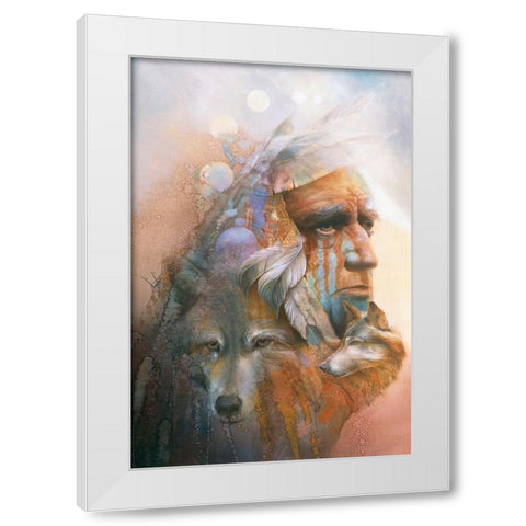 Vision Of The Wolves White Modern Wood Framed Art Print by Lund, Denton