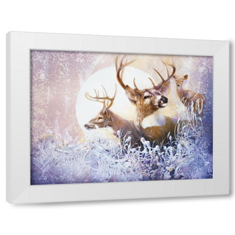 Snow Moon White Modern Wood Framed Art Print by Lund, Denton