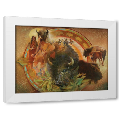 Spirit Of Tatanka White Modern Wood Framed Art Print by Lund, Denton