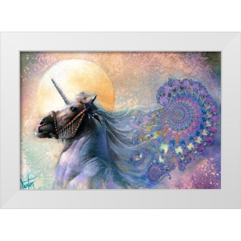 The Unicorn White Modern Wood Framed Art Print by Lund, Denton