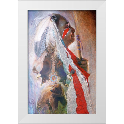 The Spirit Of Eagle Baer White Modern Wood Framed Art Print by Lund, Denton
