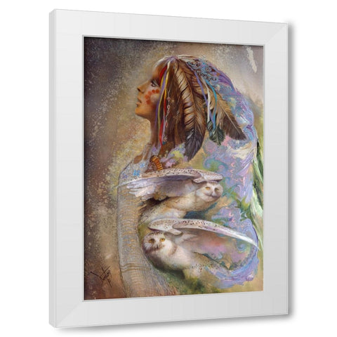 Golden Feather White Modern Wood Framed Art Print by Lund, Denton