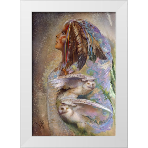 Golden Feather White Modern Wood Framed Art Print by Lund, Denton