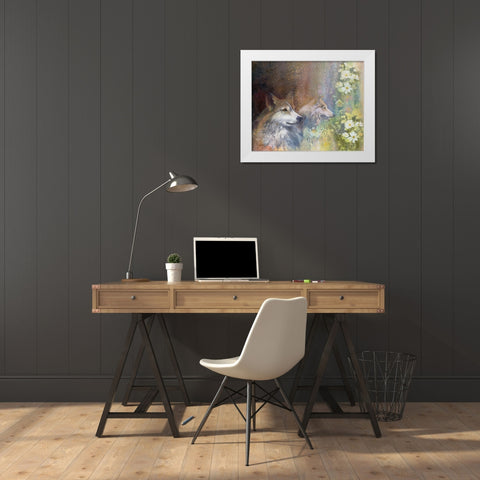 Hollyhawk Morning White Modern Wood Framed Art Print by Lund, Denton