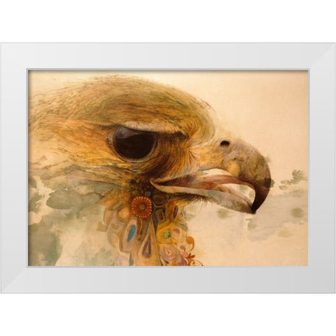Decorative Hawk White Modern Wood Framed Art Print by Lund, Denton