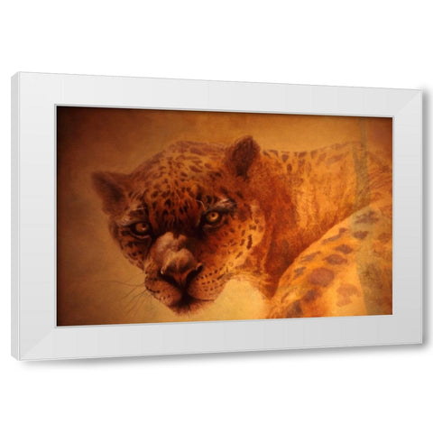 The Leopard White Modern Wood Framed Art Print by Lund, Denton
