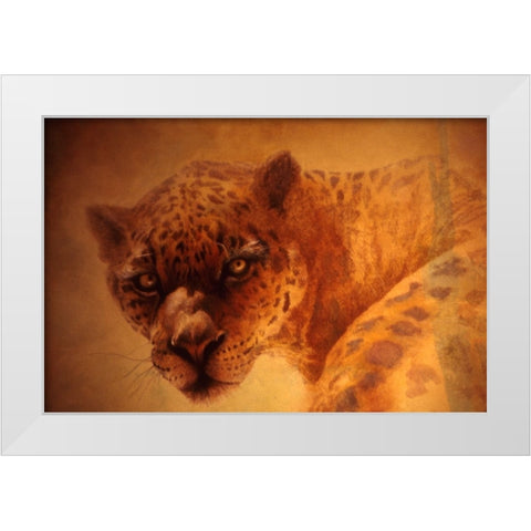 The Leopard White Modern Wood Framed Art Print by Lund, Denton