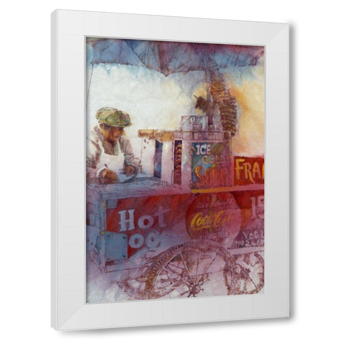 Hot Dog Vendor White Modern Wood Framed Art Print by Lund, Denton