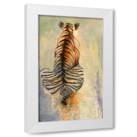 Meditating Tiger White Modern Wood Framed Art Print by Lund, Denton