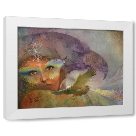 In The EagleS Shadow White Modern Wood Framed Art Print by Lund, Denton