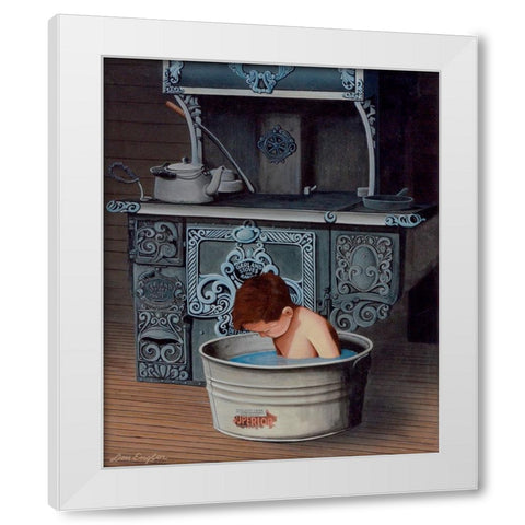 Bath Time White Modern Wood Framed Art Print by Engler, Don