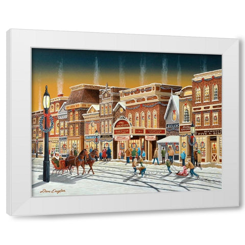 Hometown Christmas White Modern Wood Framed Art Print by Engler, Don