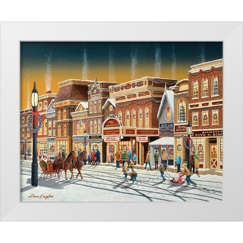 Hometown Christmas White Modern Wood Framed Art Print by Engler, Don