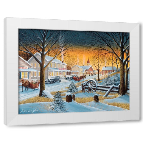 Saturday Night Downtown White Modern Wood Framed Art Print by Engler, Don