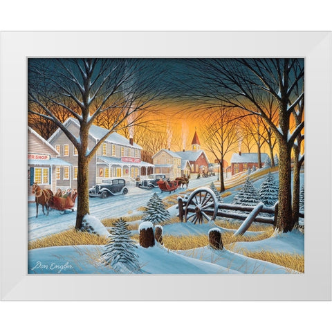 Saturday Night Downtown White Modern Wood Framed Art Print by Engler, Don