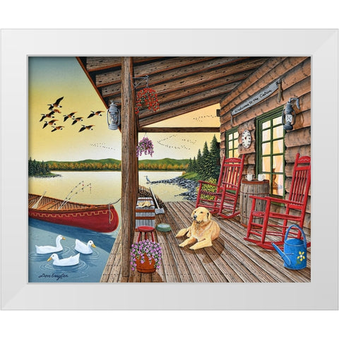 Welcome to the Cabin White Modern Wood Framed Art Print by Engler, Don