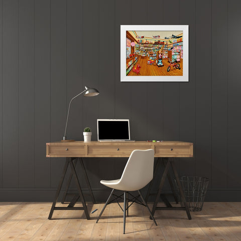 Stay and Play White Modern Wood Framed Art Print by Engler, Don