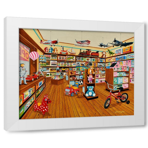 Stay and Play White Modern Wood Framed Art Print by Engler, Don