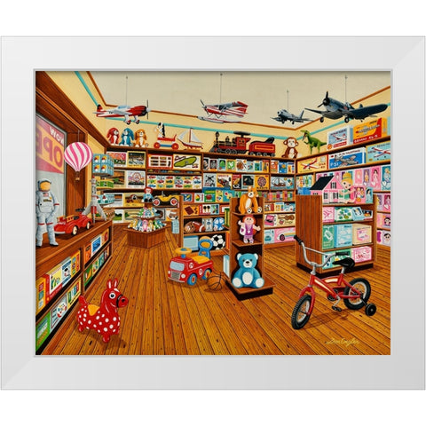 Stay and Play White Modern Wood Framed Art Print by Engler, Don