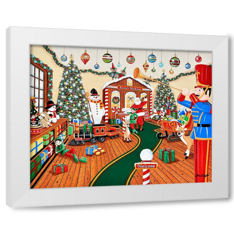Santas Workshop White Modern Wood Framed Art Print by Engler, Don