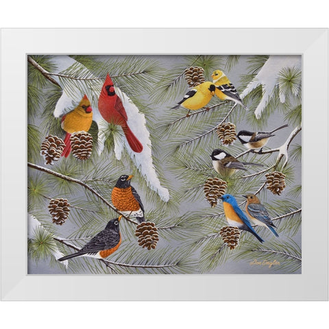 Snowbirds White Modern Wood Framed Art Print by Engler, Don