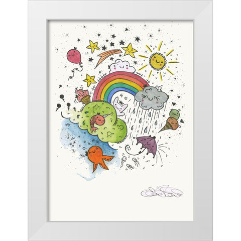 044a White Modern Wood Framed Art Print by Steel, Emma