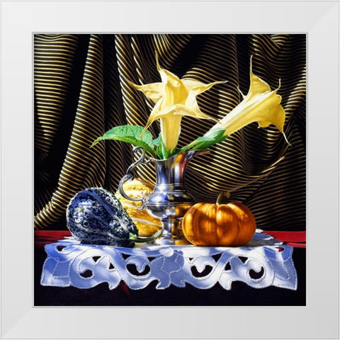 Trumpeter White Modern Wood Framed Art Print by Chartier, Francois