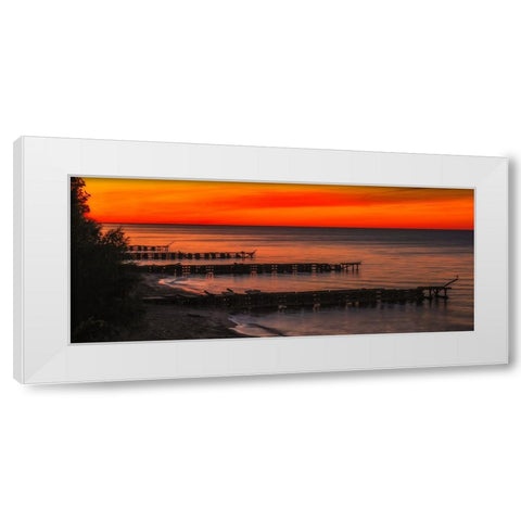 Edgewater Docks Cleveland White Modern Wood Framed Art Print by Galloimages Online