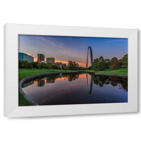 Gateway Arch Reflection Sunset White Modern Wood Framed Art Print by Galloimages Online