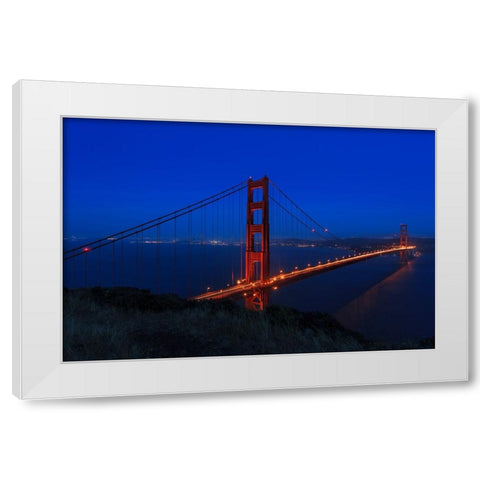 Golden Gate bridge at Night White Modern Wood Framed Art Print by Galloimages Online