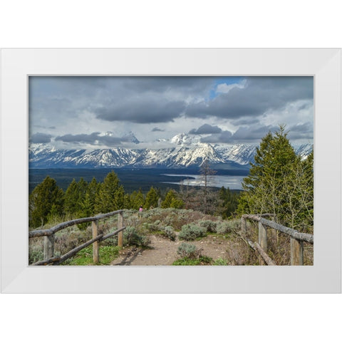 Jackson Lake Overlook GTNP White Modern Wood Framed Art Print by Galloimages Online
