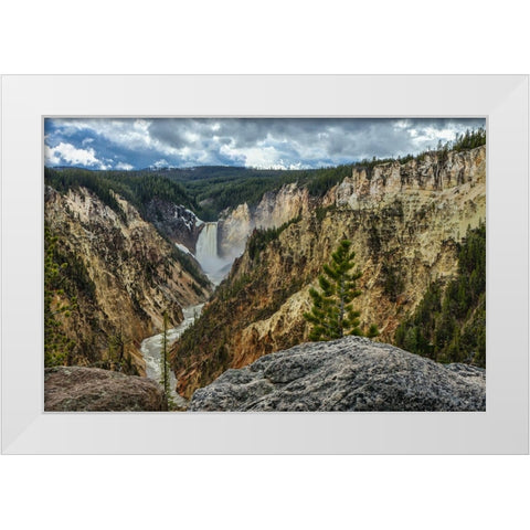 Lower Falls YNP Grand Canyon White Modern Wood Framed Art Print by Galloimages Online