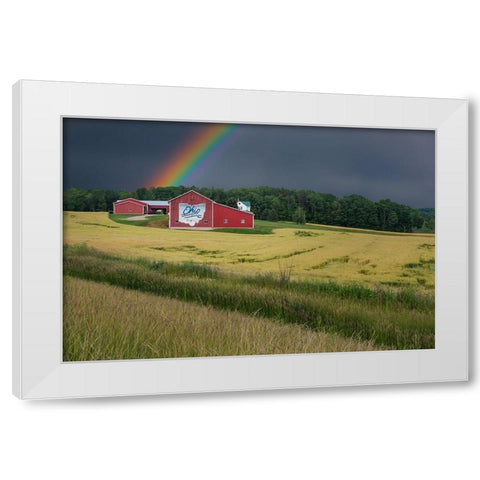 Ohio Farm Rainbow White Modern Wood Framed Art Print by Galloimages Online
