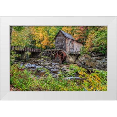 Grist Mill Fall 2013 1 White Modern Wood Framed Art Print by Galloimages Online