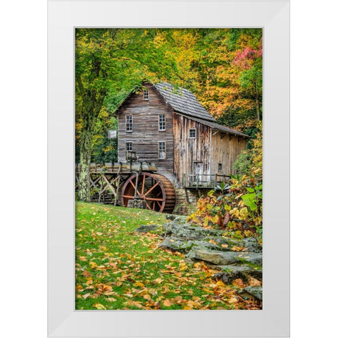 Grist Mill-Vert With Fg 1 White Modern Wood Framed Art Print by Galloimages Online