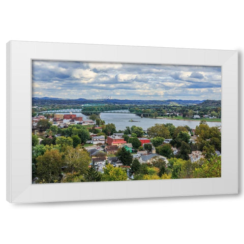 Marietta Oh And Ohio River White Modern Wood Framed Art Print by Galloimages Online