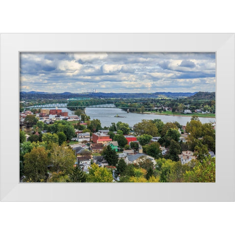 Marietta Oh And Ohio River White Modern Wood Framed Art Print by Galloimages Online