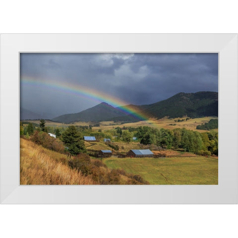 Montana Farm Rainbow White Modern Wood Framed Art Print by Galloimages Online