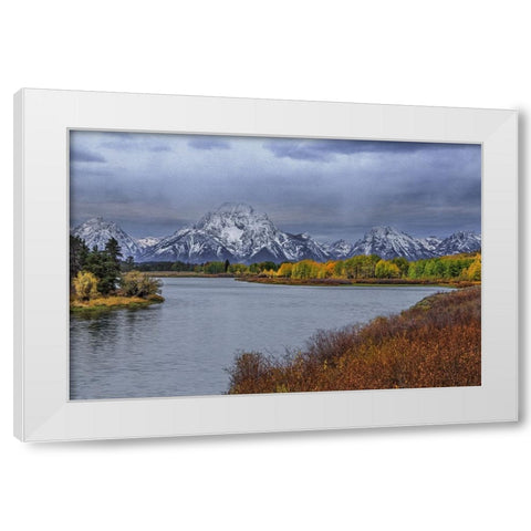 Oxbow Bend Fall 2013 White Modern Wood Framed Art Print by Galloimages Online