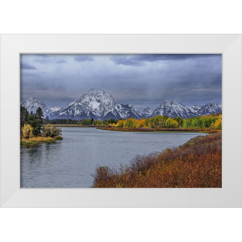 Oxbow Bend Fall 2013 White Modern Wood Framed Art Print by Galloimages Online