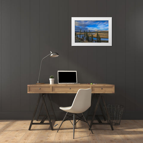S Curve Hayden Valley White Modern Wood Framed Art Print by Galloimages Online