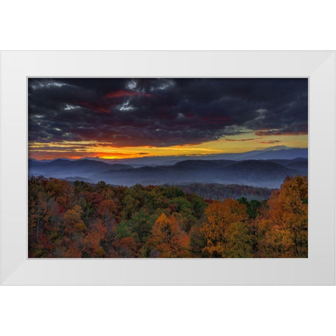 Smokies Sunrise (Oil Paint) White Modern Wood Framed Art Print by Galloimages Online