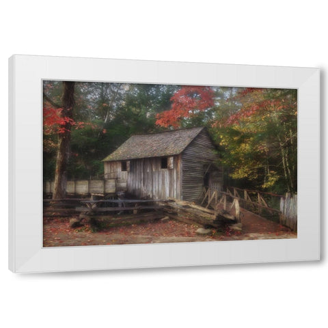 Cades Cove Grist Mill White Modern Wood Framed Art Print by Galloimages Online