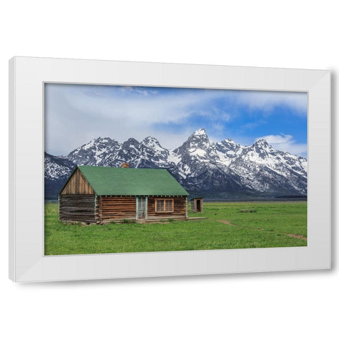 Mormon Row Log Cabin White Modern Wood Framed Art Print by Galloimages Online
