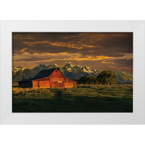 Moulton Barn Sunrise White Modern Wood Framed Art Print by Galloimages Online