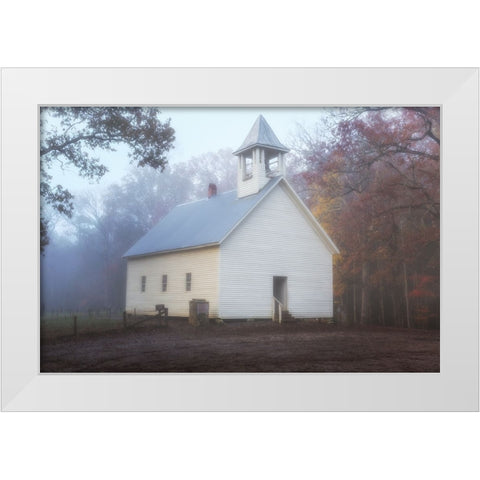 Primitive Baptist Church Fog White Modern Wood Framed Art Print by Galloimages Online