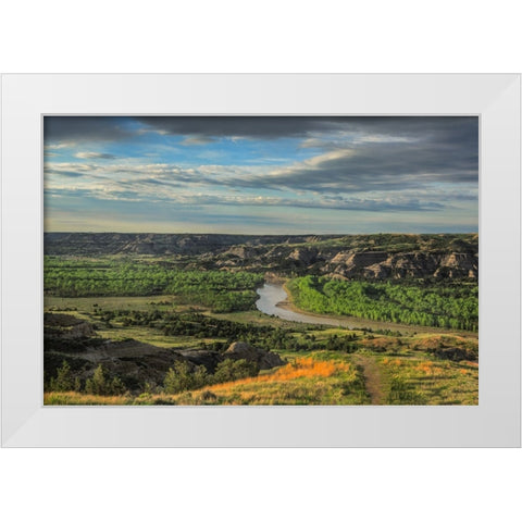 River Bend Overlook White Modern Wood Framed Art Print by Galloimages Online
