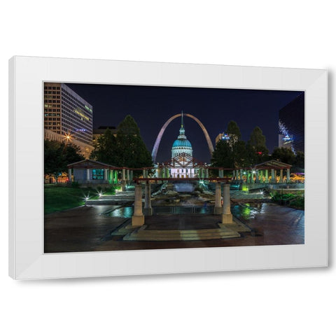 St. Louis At Night White Modern Wood Framed Art Print by Galloimages Online
