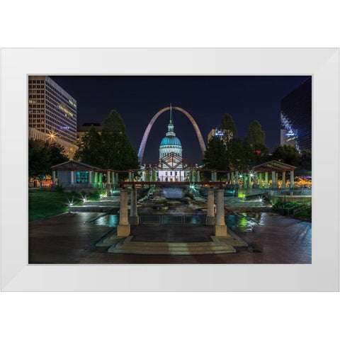 St. Louis At Night White Modern Wood Framed Art Print by Galloimages Online