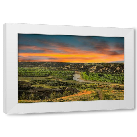 Sunrise At River Bend Overlook White Modern Wood Framed Art Print by Galloimages Online